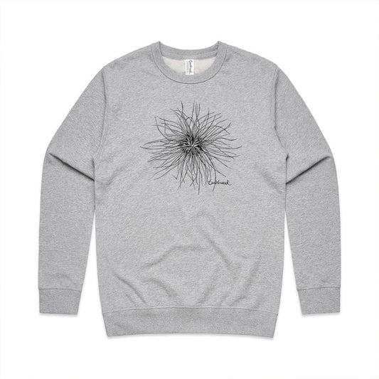 Grey marle unisex sweatshirt with a screen printed Tumbleweed design.