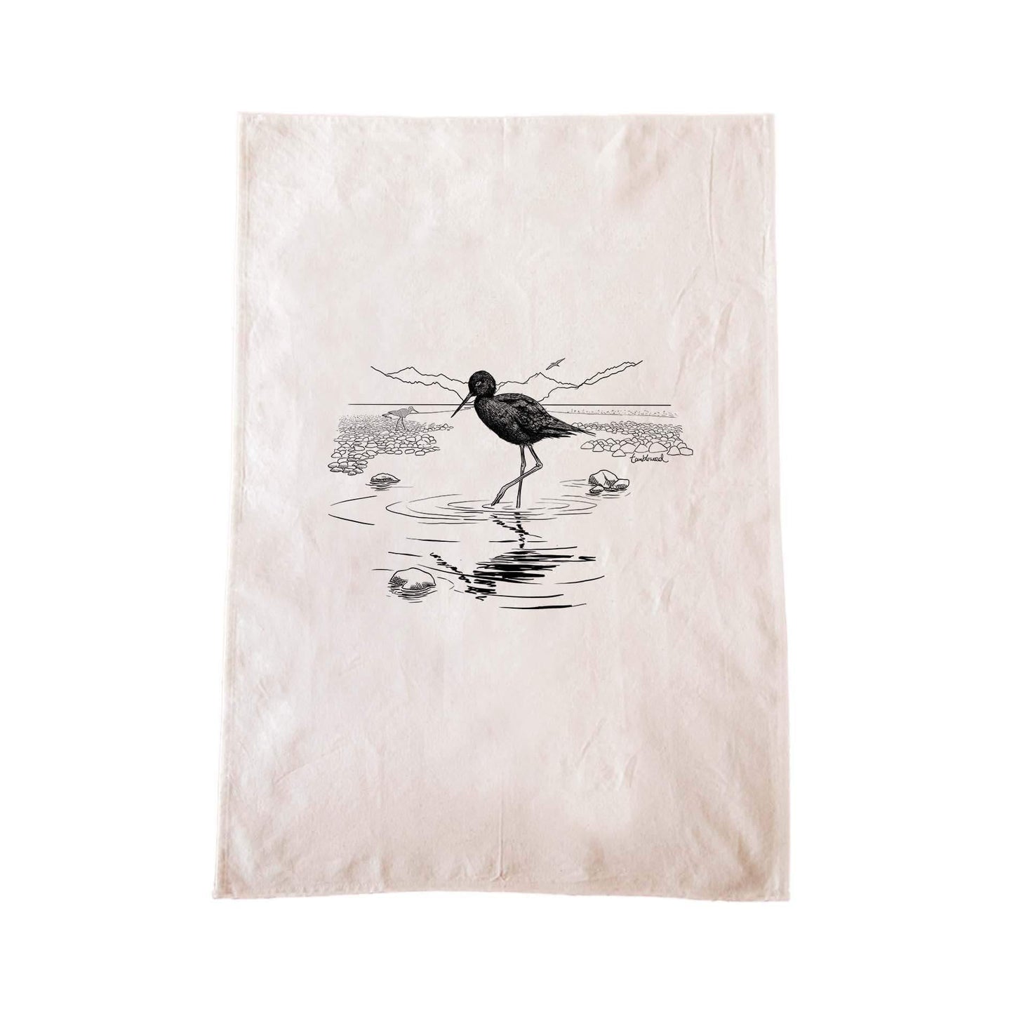 Off-white cotton tea towel with a screen printed
design.