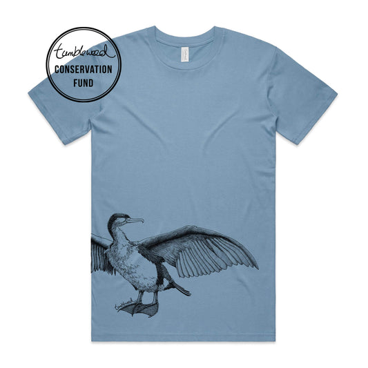 Sage, female t-shirt featuring a screen printed Shag design.