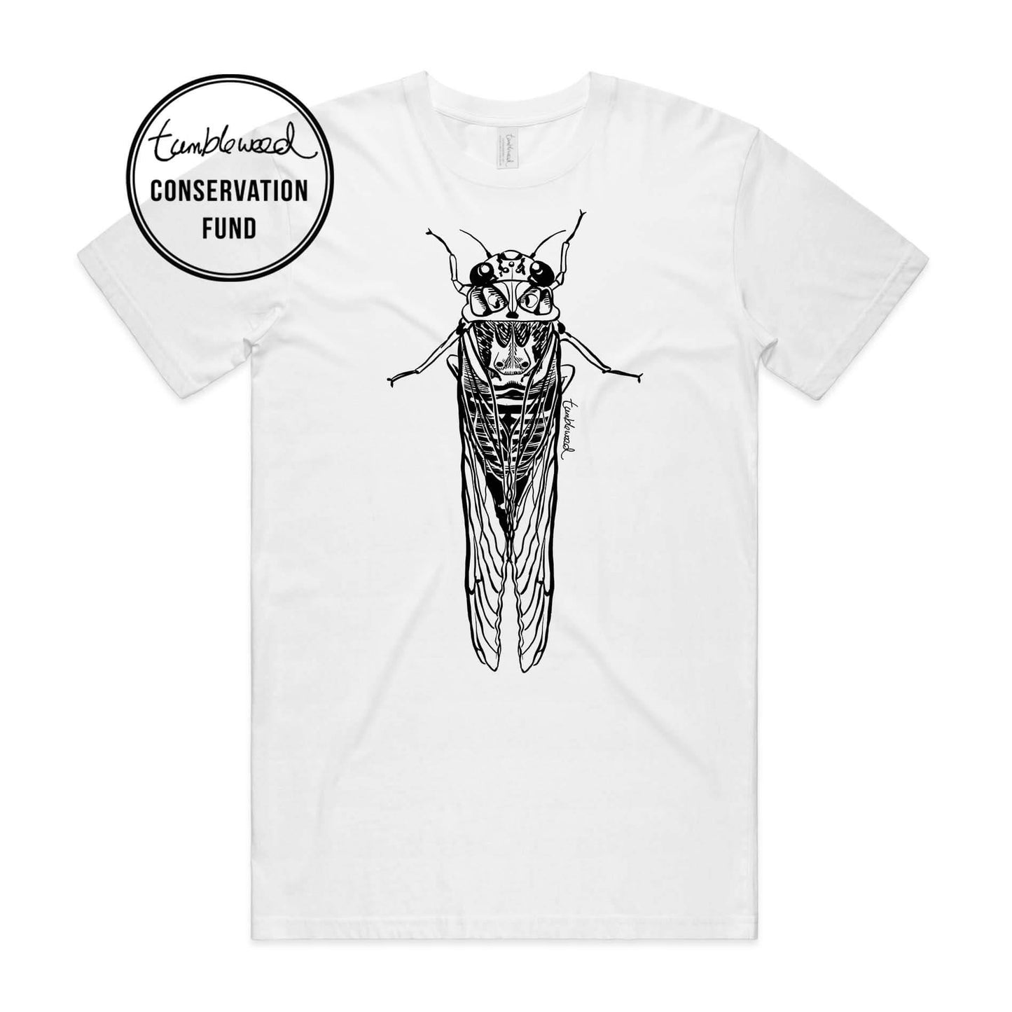 Grey marle, female t-shirt featuring a screen printed Cicada/kihikihi-wawā design.