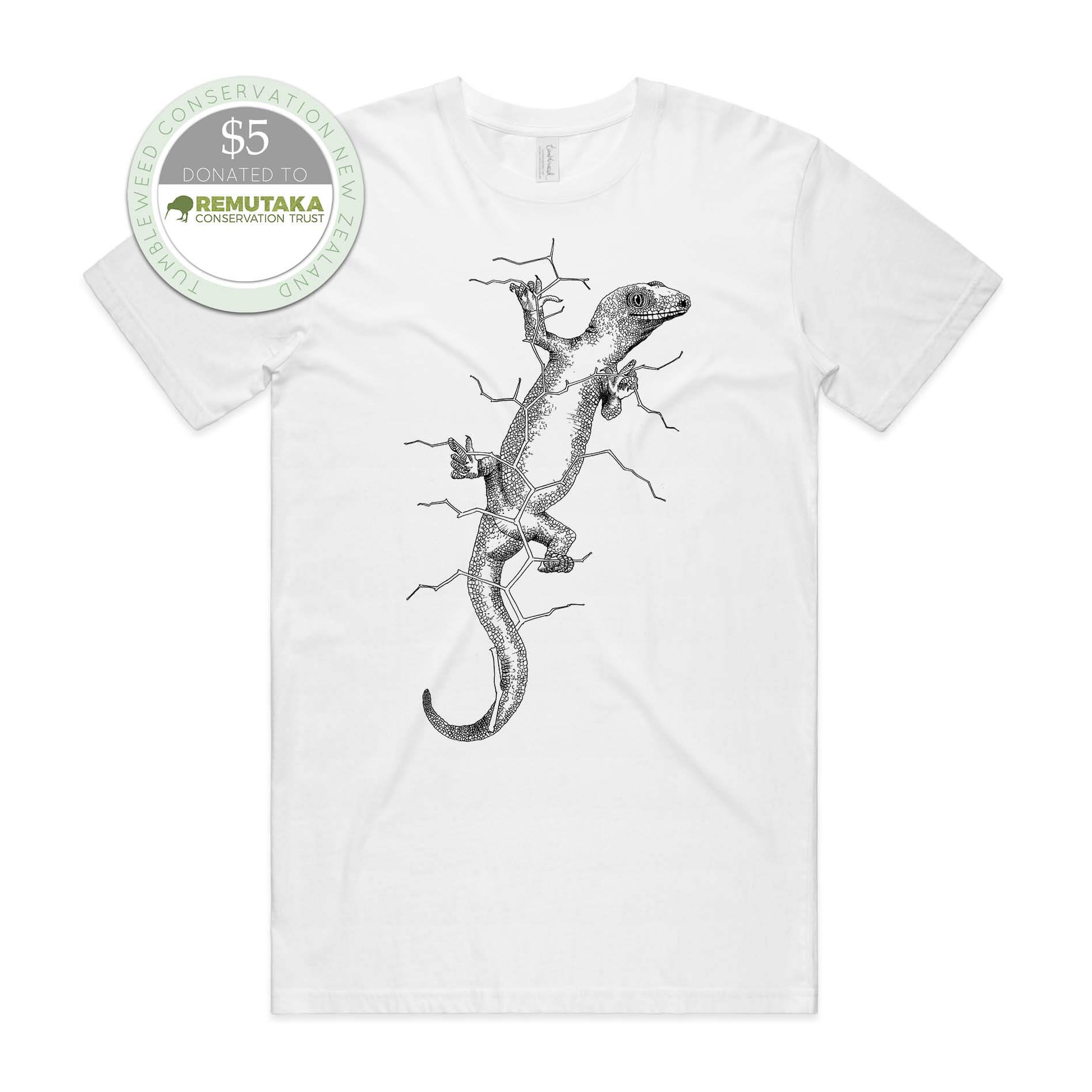 Grey marle, female t-shirt featuring a screen printed gecko design.