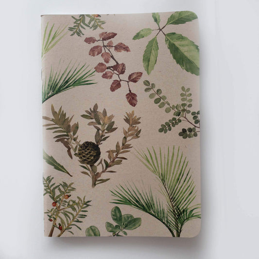 Kraft cover, painted NZ botanicals notebook with rounded corners