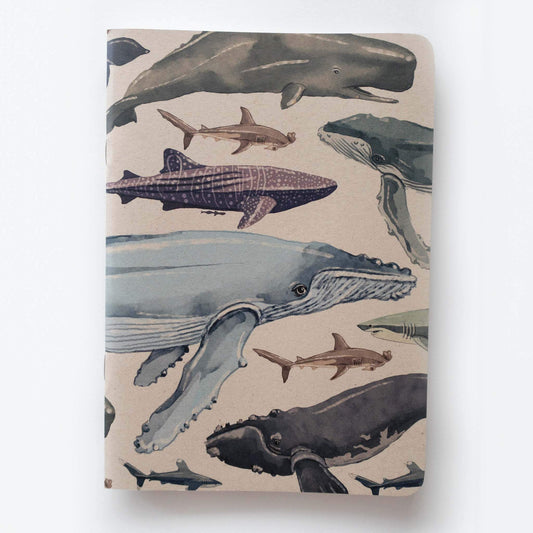 Kraft cover, painted NZ marine notebook with rounded corners