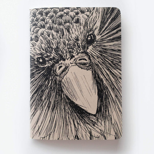 Kraft cover, Sirocco the kakapo notebook with rounded corners