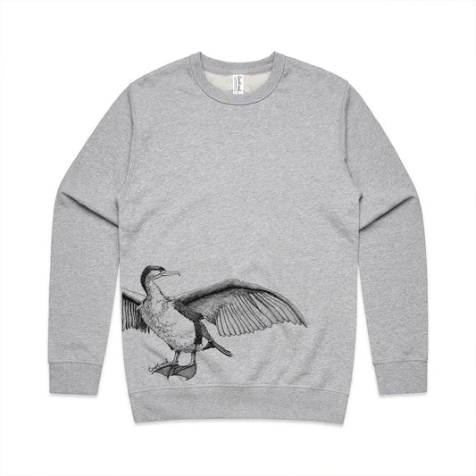 Grey marle unisex sweatshirt with a screen printed shag design.