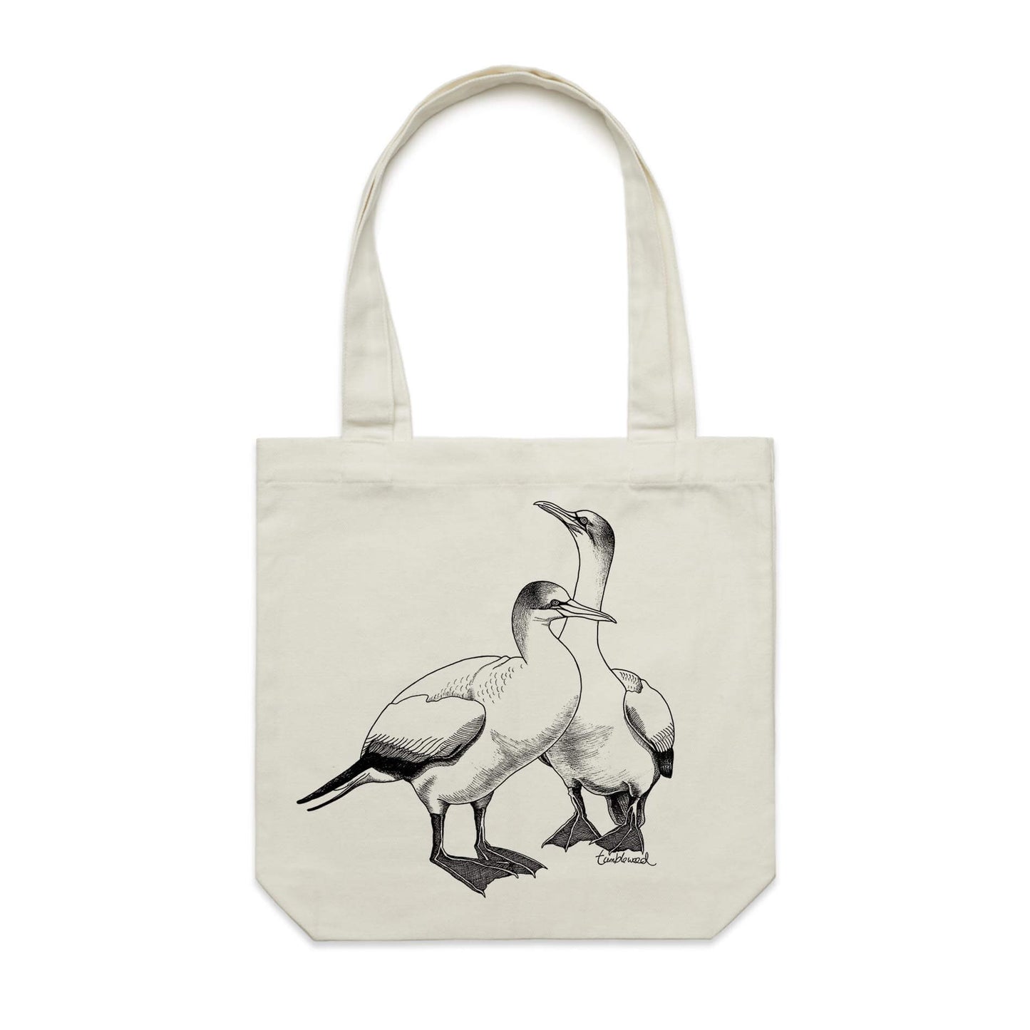 Cotton canvas tote bag with a screen printed Gannet design.