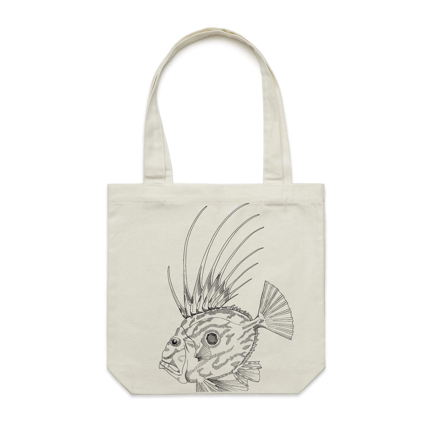 Cotton canvas tote bag with a screen printed John Dory design.