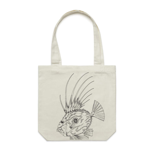 Cotton canvas tote bag with a screen printed John Dory design.