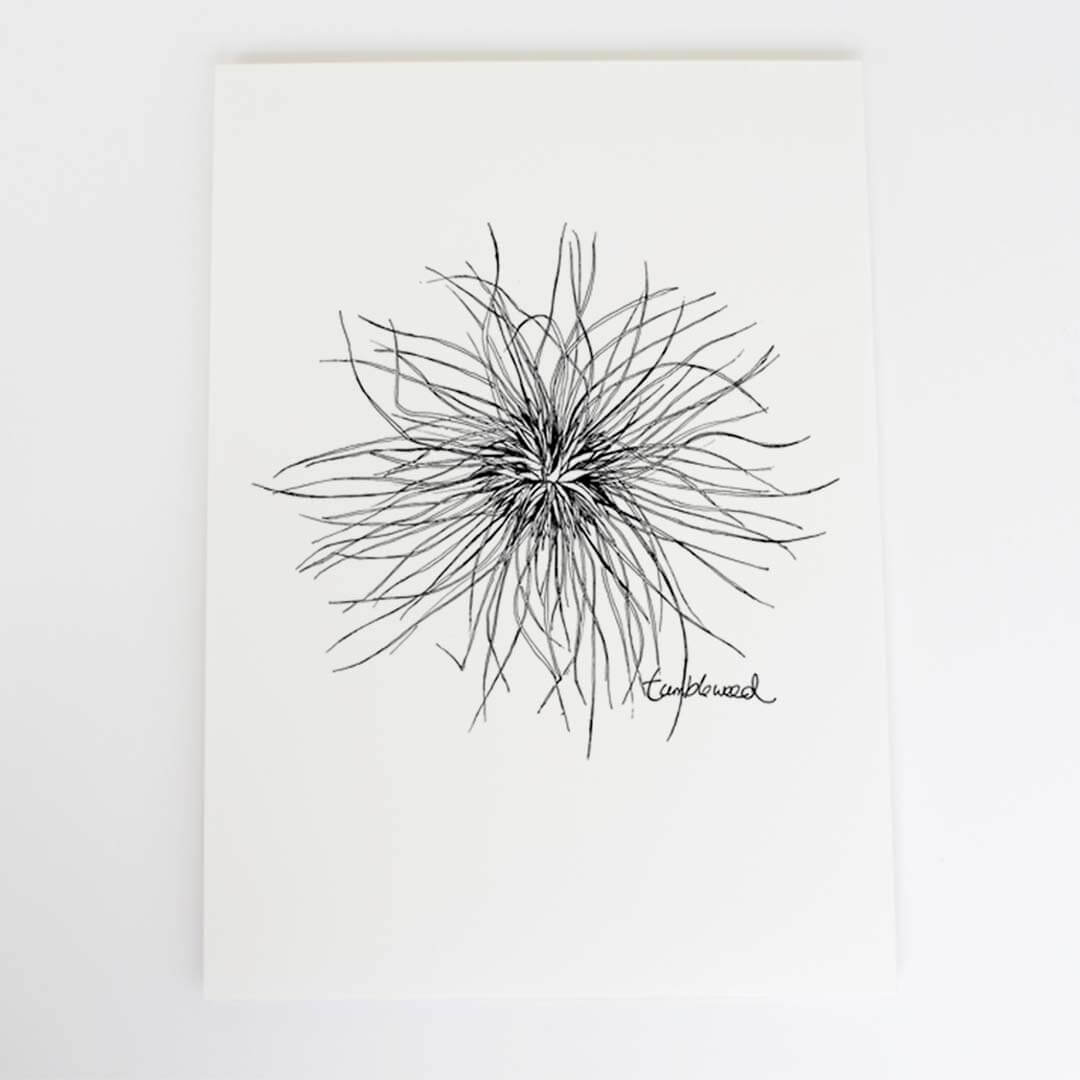 A4 art print of featuring Tumbleweed/Spinifex design on white archival paper.